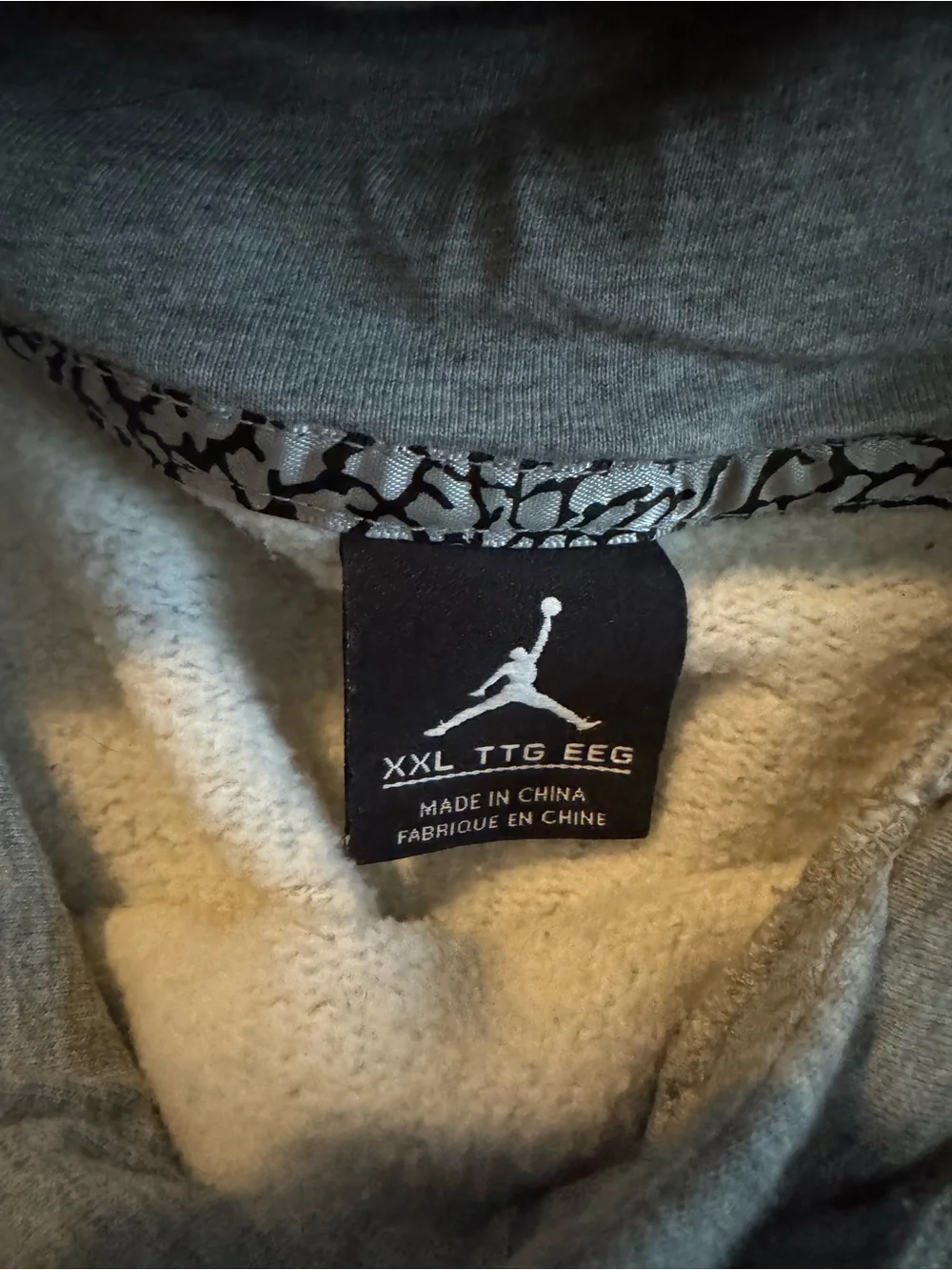 Jordan Gray Hoodie with Red Jumpman and Black Stripe Graphic